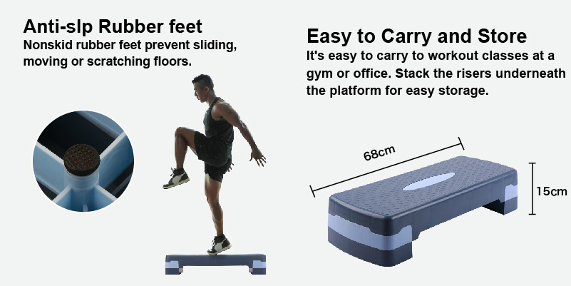 Fitness Equipment Steppers 3 Levels Adjustable Aerobic Step Gym Platform Aerobic Stepper Step Platforms