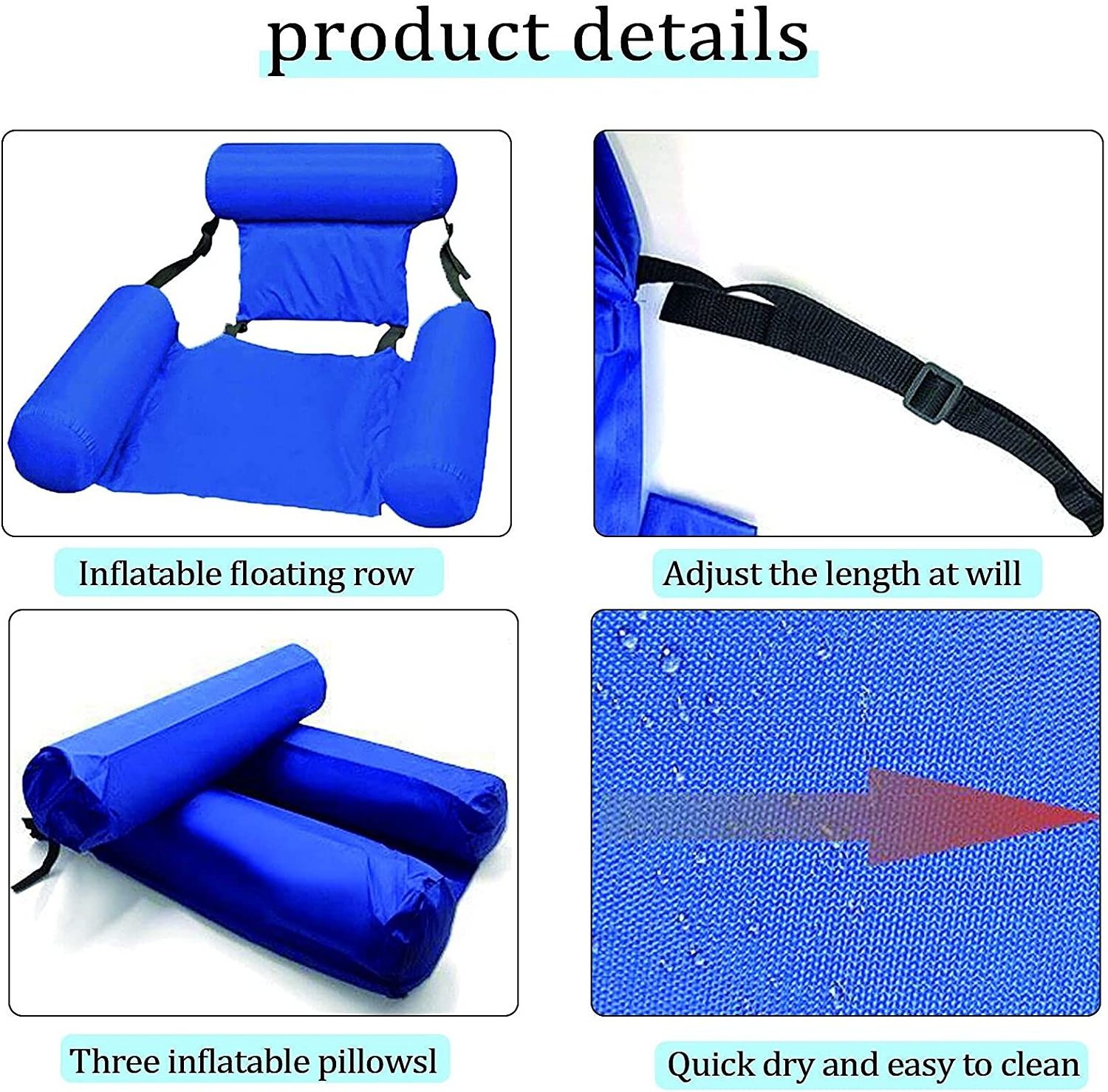 Foldable Inflatable Floating Swimming Pool Sports Lounger Chair PVC Water Hammock