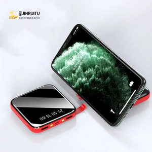 Custom Mini Small Powerbank 10000 mAh Battery Wallet Power Bank Mirror 20000mAh With Phone Holder LED Flashlight