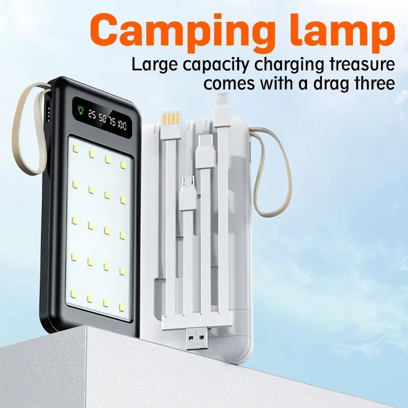 3 devices Power bank removable 4 lines shared fast power bank Outdoor LED lights camping Mobile power supply