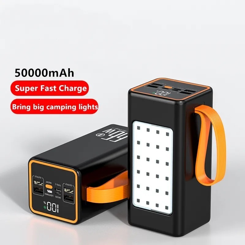 High Capacity PowerBank Portable 50000mah PD20W Super Fast Charging Outdoor Travel Camping lights Mobile charging station