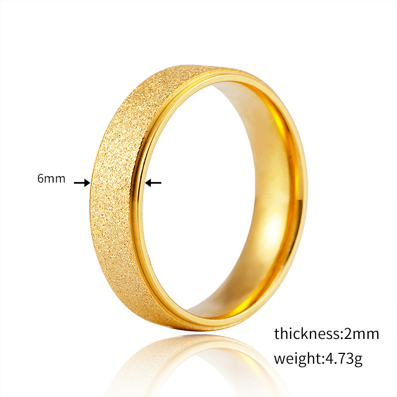 Simple Wedding jewelry stainless steel sandblast plain gold ring wedding gold ring set men