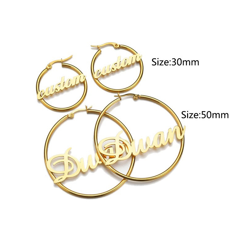 Personalised Custom Initial Name Zodiac Hoop Earrings 18K Gold Vacuum Plated Stainless Steel Earrings Women Designer Jewelry