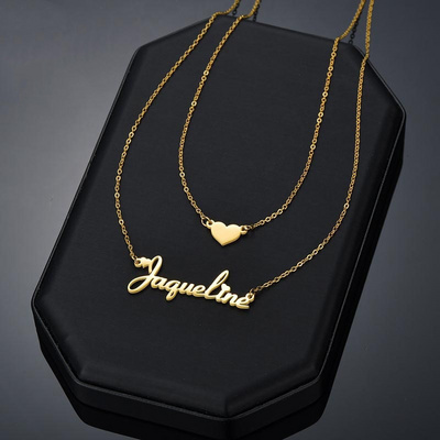 Personalized Choker Double Layer Chain Chain Name Initial Letter Gold Stainless Steel Fashion Jewelry Custom Necklace for Women