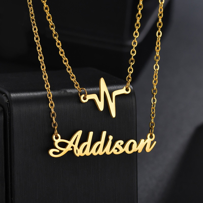 Personalized Choker Double Layer Chain Chain Name Initial Letter Gold Stainless Steel Fashion Jewelry Custom Necklace for Women