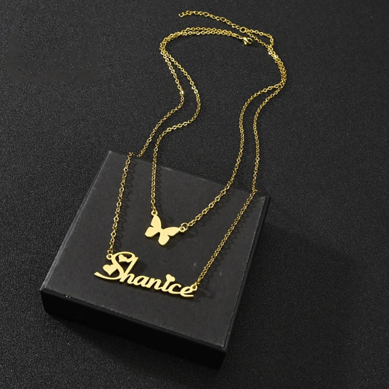 Personalized Choker Double Layer Chain Chain Name Initial Letter Gold Stainless Steel Fashion Jewelry Custom Necklace for Women