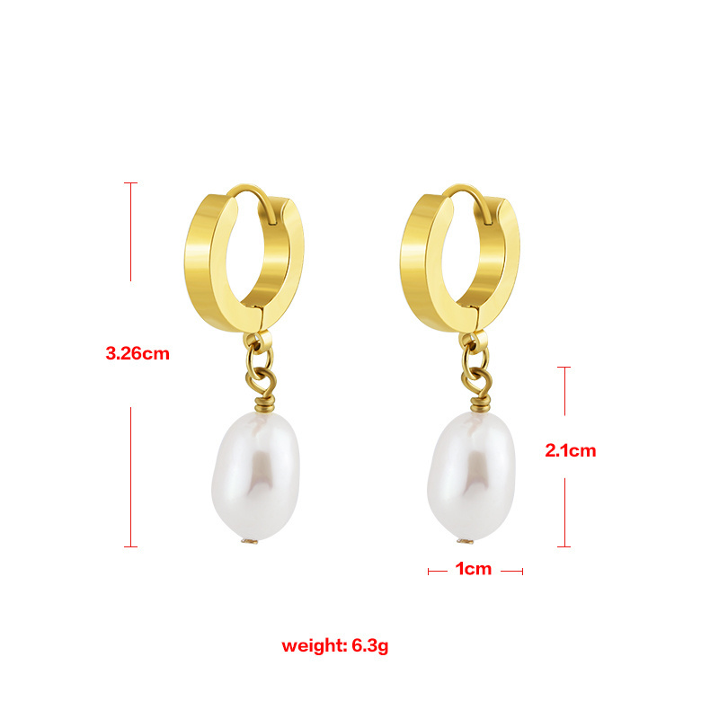 Hypoallergenic Designer Freshwater Pearl Earrings Trendy Luxury Stainless Steel 18k Gold Plated Statement Hoop Earrings Women