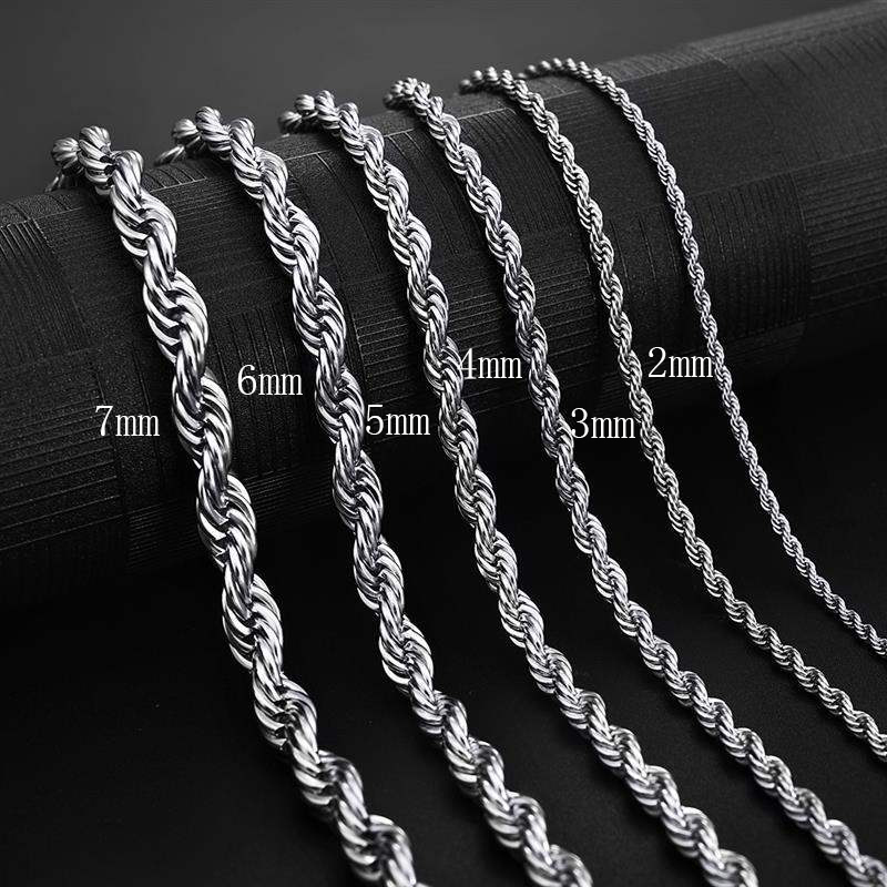 Wholesale 18k Gold Plated Stainless Steel Jewelry Twisted Rope Chain Necklace For Men Women