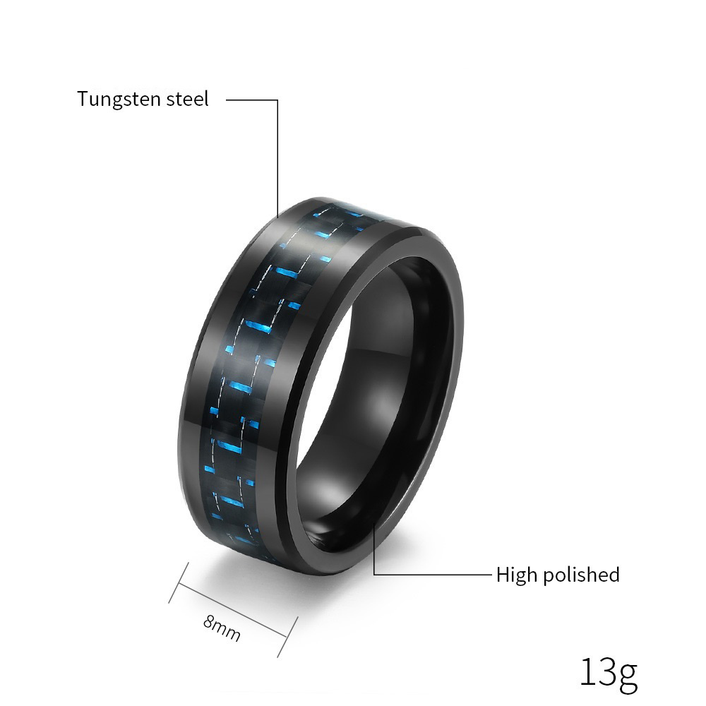 Wholesale 8mm Tungsten Ring Inlaid Carbon Fiber Engagement Wedding Band Ring for men