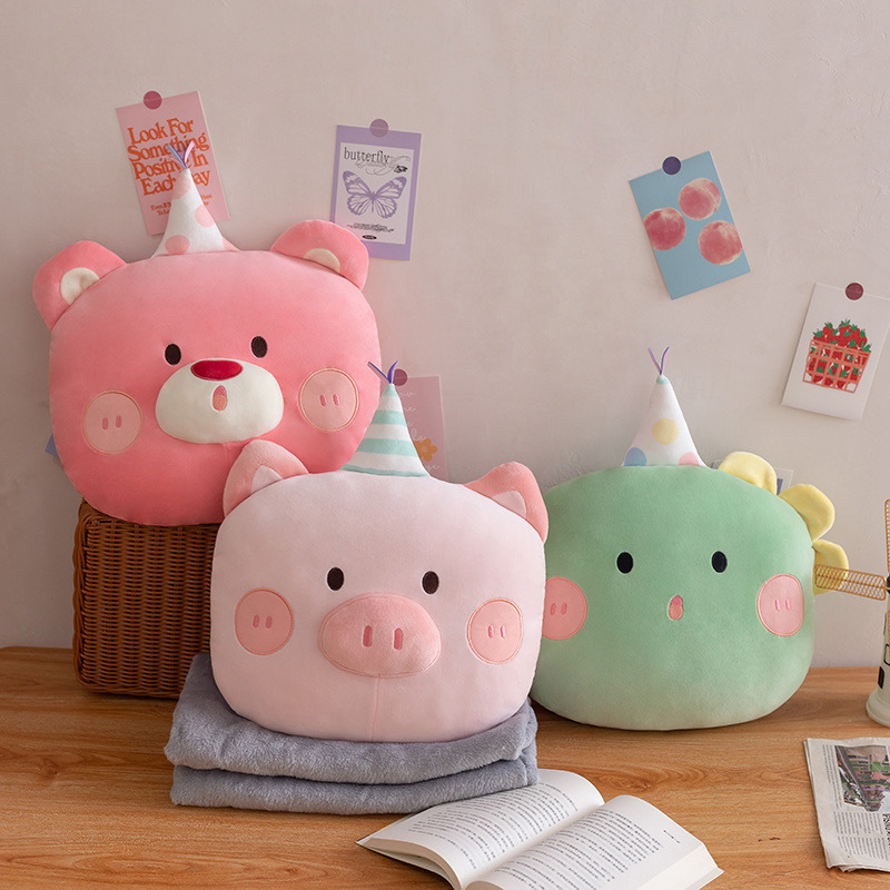 Cartoon Children's Plush Soft Party Series Animal Dog Pig Bear Pillow Dormitory Cushion Big Pillow