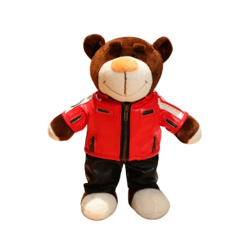 30CM Funny Locomotive Teddy Bear Plush Toys High Quality Bear with Helmet Clothes Dolls Stuffed Soft Pillow Kids Boys Present