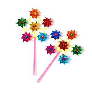 Colorful DIY Sequins Windmill Wind Spinner Home Garden Yard Decoration Pinwheel Garden Toys For Kids