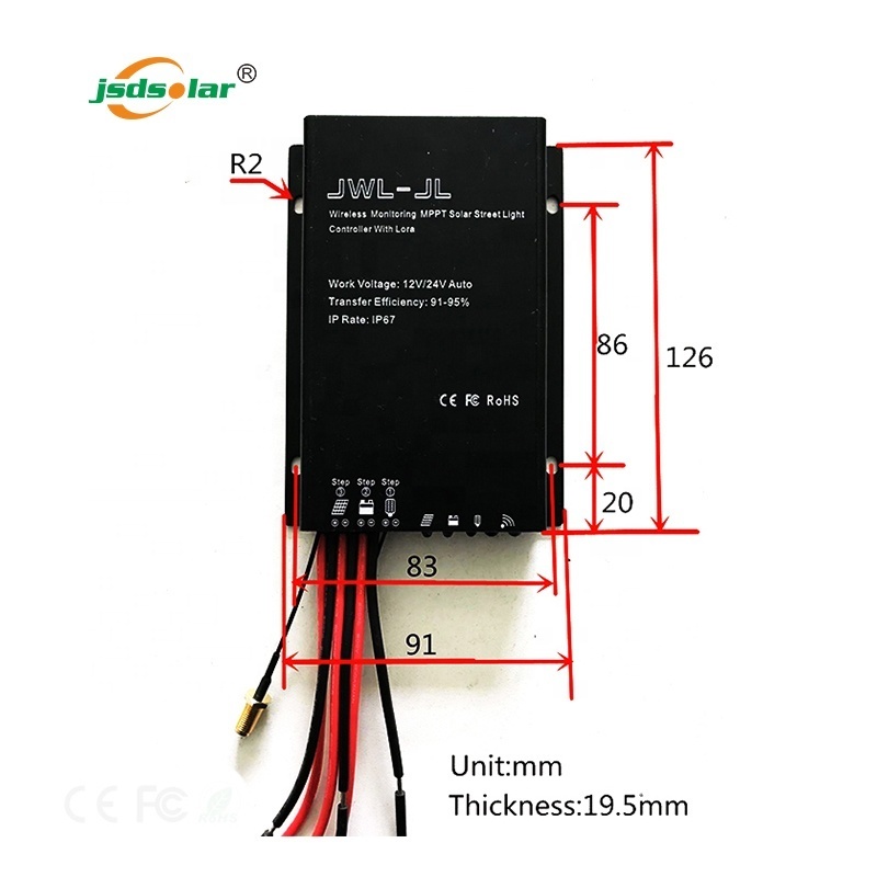 Jinsdon solar street light controller Waterproof 10a 15a 12v 24v wireless remote monitored mppt solar charge controller