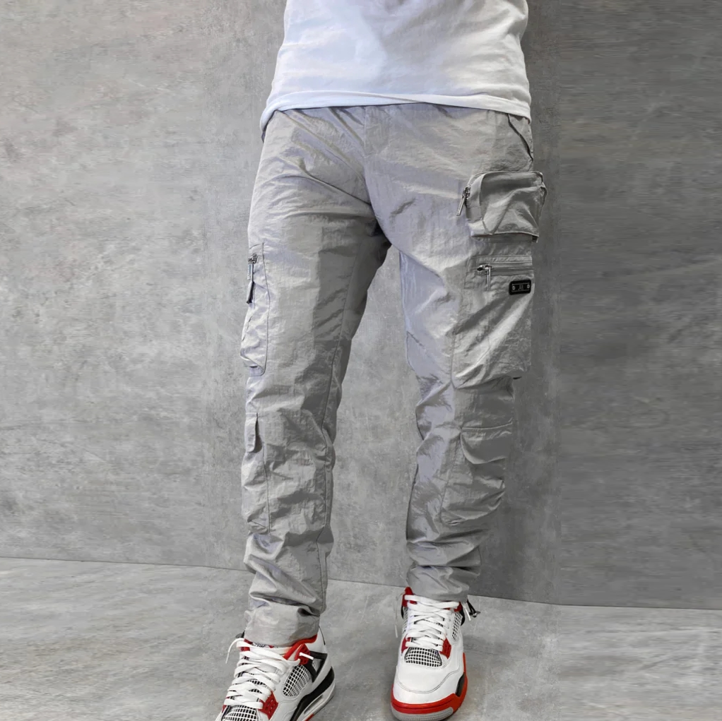 Men's Cotton Multi-Pocket Loose Casual Straight joggers men Plus Fertilizer Plus Size Elastic mens cargo pants