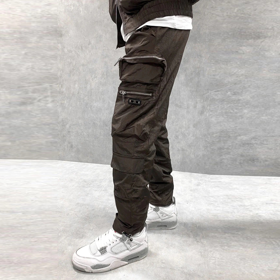 Men's Cotton Multi-Pocket Loose Casual Straight joggers men Plus Fertilizer Plus Size Elastic mens cargo pants