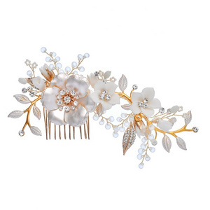 Delicate Prom Party Hair Accessories Porcelain Flower Bridal Hair Combs Pins Set Wedding Headpiece For Women Hairstyles