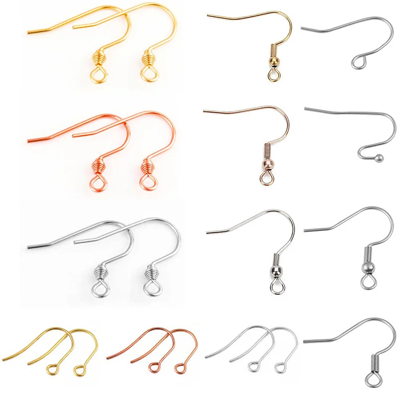 Stainless Steel Ear Wires Rose Gold Color Earrings Hook Jewelry Earring Clasps Hooks Fittings Making Accessories