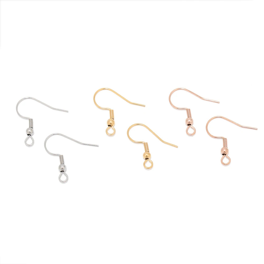 Stainless Steel Ear Wires Rose Gold Color Earrings Hook Jewelry Earring Clasps Hooks Fittings Making Accessories