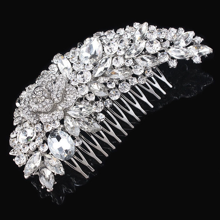 Luxury Crystal Decorative Hair Combs Silver Rhinestone Wedding Jewelry Bridal Hair Accessories