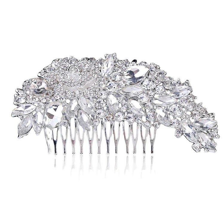 Luxury Crystal Decorative Hair Combs Silver Rhinestone Wedding Jewelry Bridal Hair Accessories