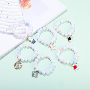 Cute Tassel Friendship Bracelets Women Exquisite Bunny Star Color Plastic Bead Bracelet Sister Easter Rabbit Gift