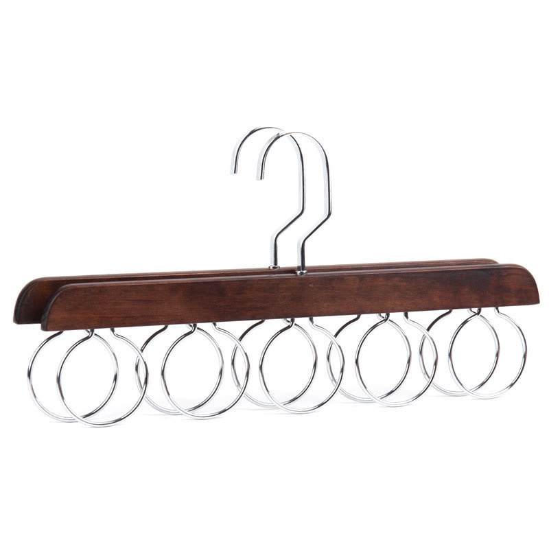 Solid wood circular scarves hanging racks multifunctional ties belts storage hanger racks household wooden simple multiple ring