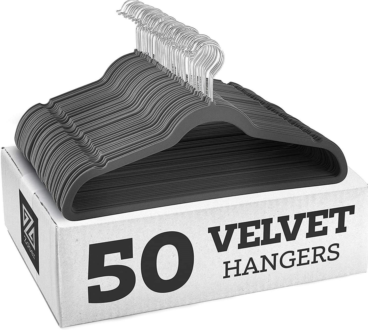 Velvet Hanger 50 Pack Space Save Non-slip Padded Rose Gold Hook Flocked White and Black Velvet Clothes Hangers