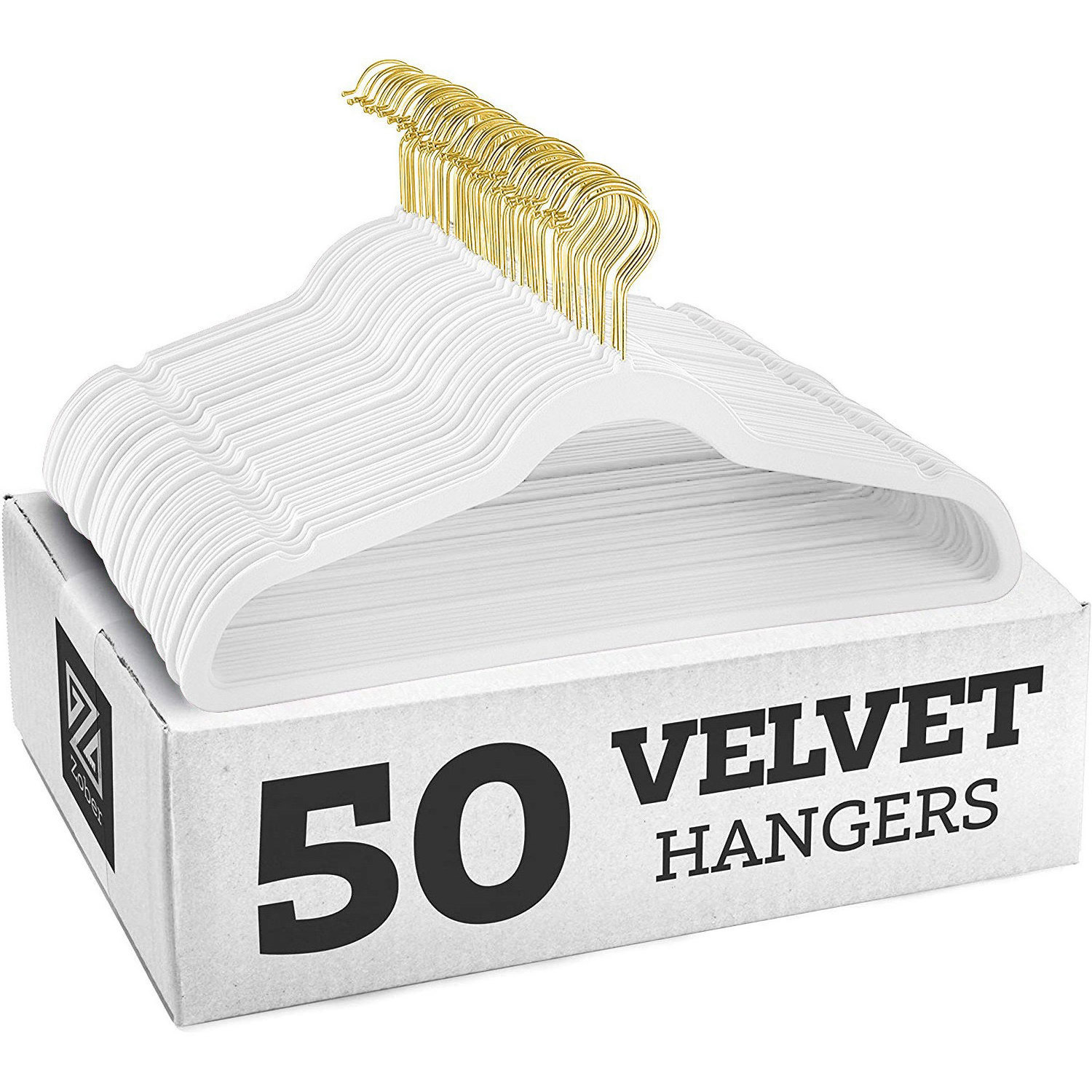 Velvet Hanger 50 Pack Space Save Non-slip Padded Rose Gold Hook Flocked White and Black Velvet Clothes Hangers