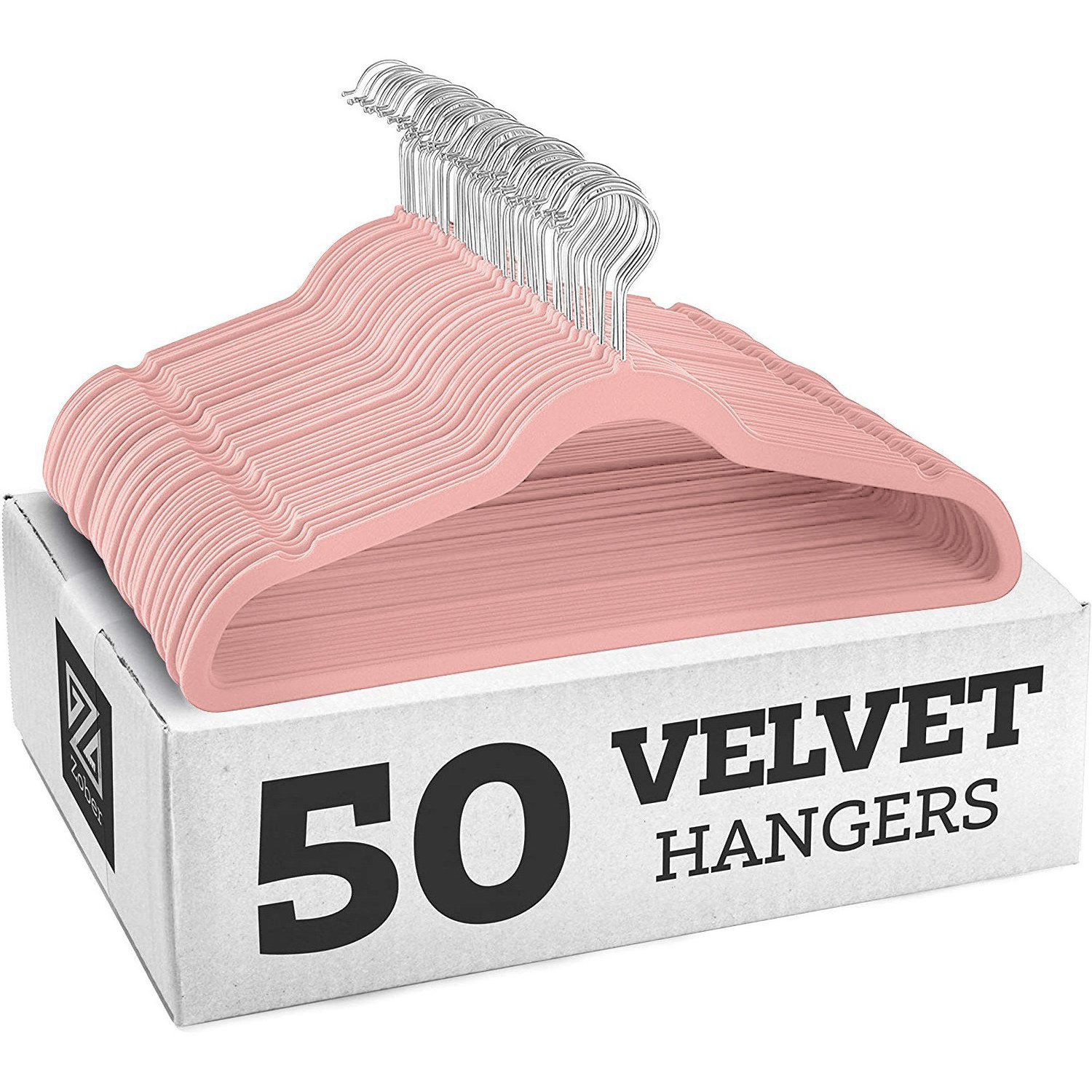 Velvet Hanger 50 Pack Space Save Non-slip Padded Rose Gold Hook Flocked White and Black Velvet Clothes Hangers