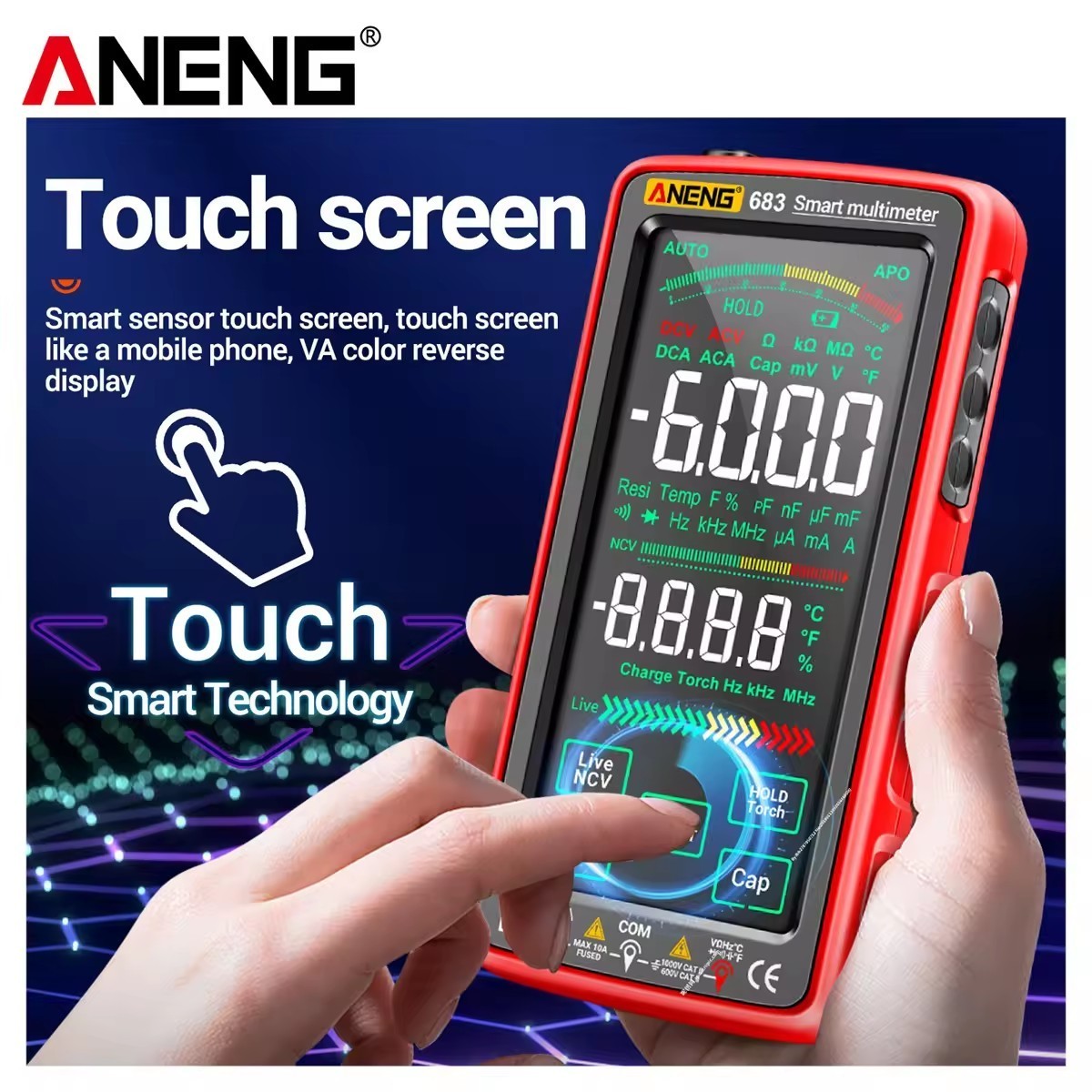 ANENG 683 Rechargeable tester AC/DC voltage tester Current tool High-end touch intelligent multimeter