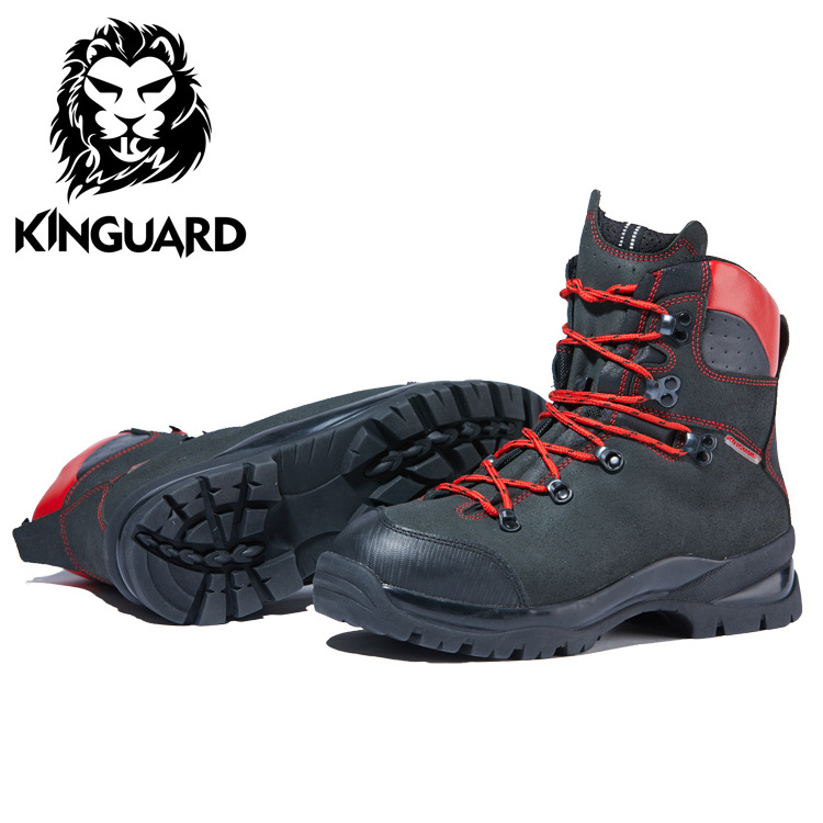 High cut black Crazy Horse leather class 2 fire resistant chainsaw boots