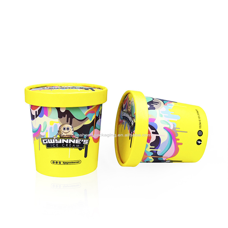 Environmental eco friendly recyclable paper branded logo custom personalized print 6oz 12oz 16oz cow print ice cream cups