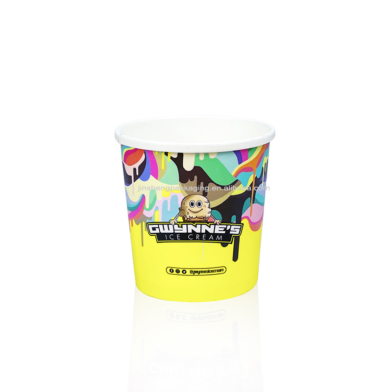 Environmental eco friendly recyclable paper branded logo custom personalized print 6oz 12oz 16oz cow print ice cream cups