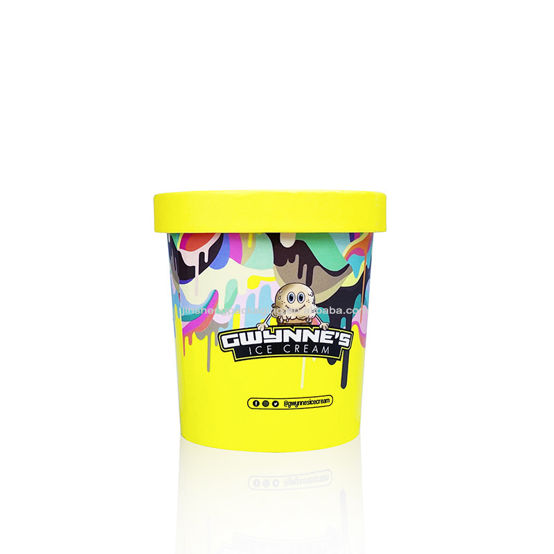 Environmental eco friendly recyclable paper branded logo custom personalized print 6oz 12oz 16oz cow print ice cream cups