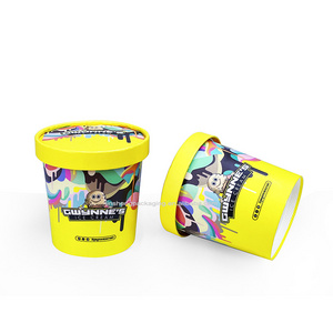 Environmental eco friendly recyclable paper branded logo custom personalized print 6oz 12oz 16oz cow print ice cream cups