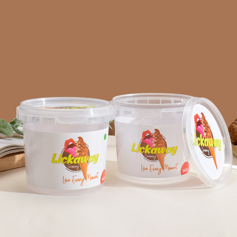 PP frozen food grade custom printing logo 250ml 500ml 1000ml 1liter container yogurt pot with lock lid tamper evident