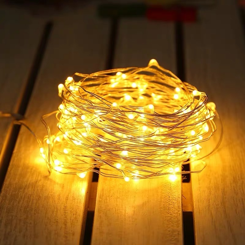 Decoration fairy lights outdoor curtain decorative usb battery powered christmas copper wire solar led string light