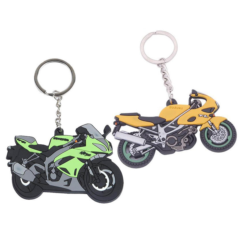 manufacturer wholesale sports F1 souvenir custom rubber motorcycle keychains