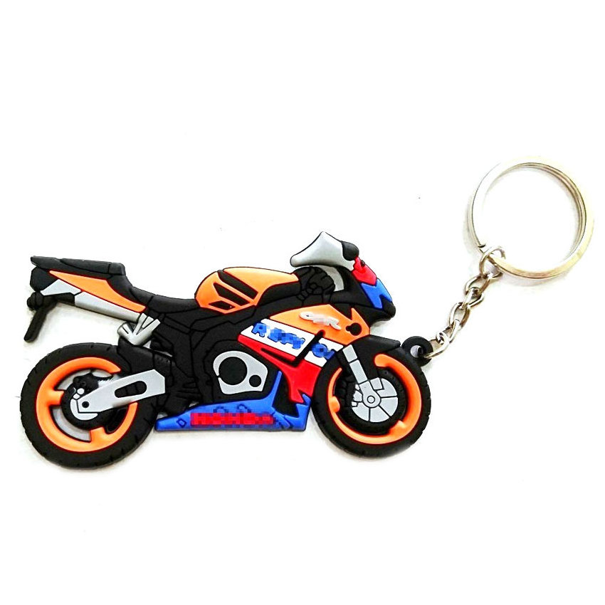 manufacturer wholesale sports F1 souvenir custom rubber motorcycle keychains