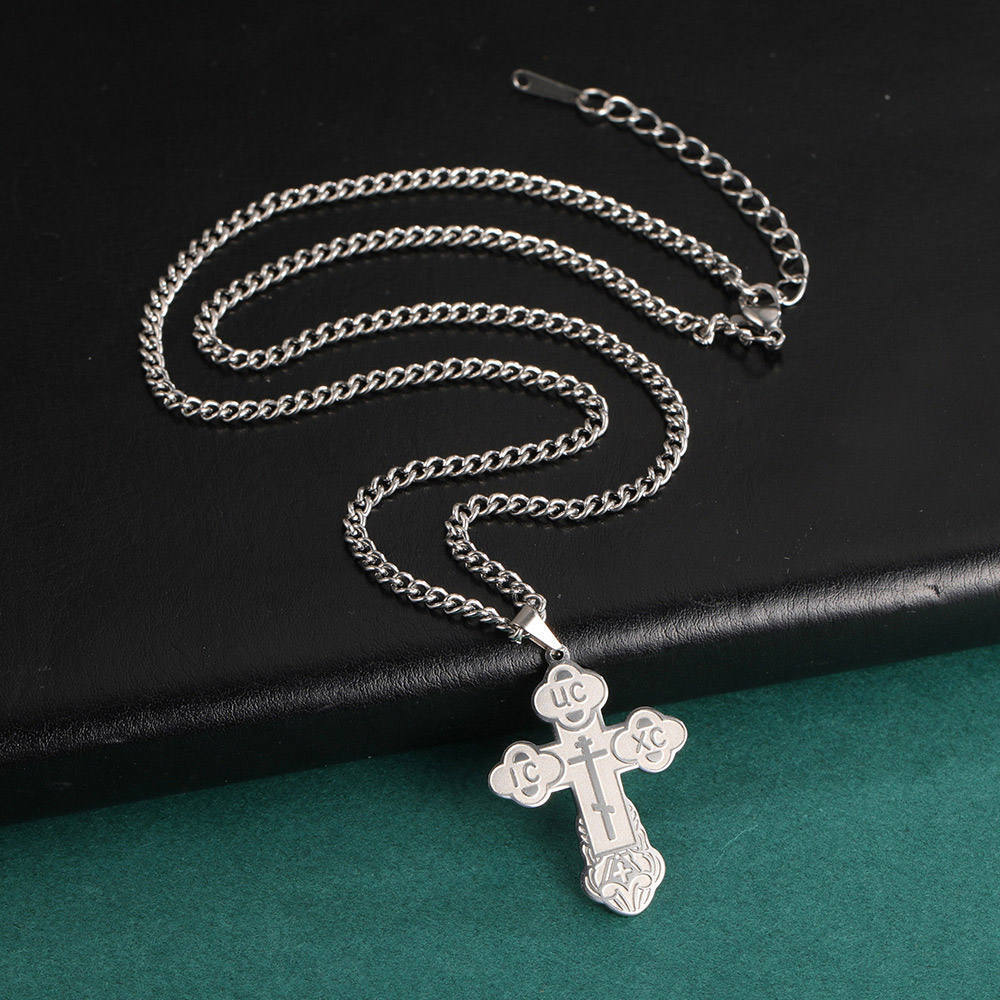 bulk fashion accessory silver plated orthodox cross pendant necklace jewelry