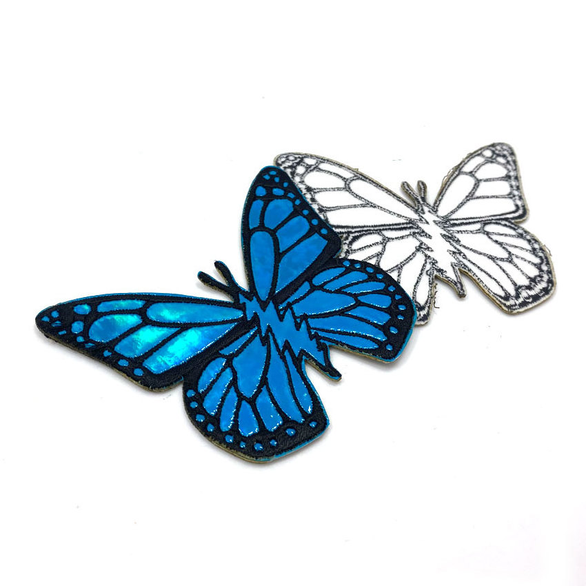 personalized garment decorated butterfly embroidery hologram patch