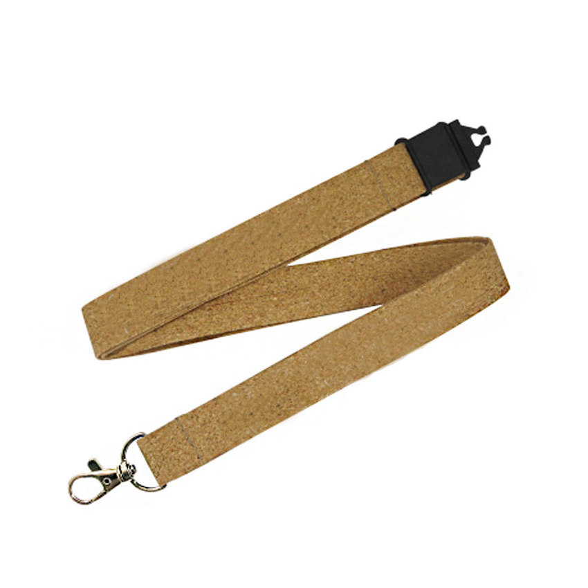 personalized eco-friendly promotional plain blank leather cork lanyard