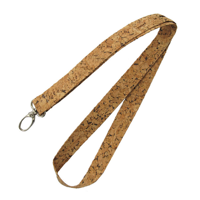 personalized eco-friendly promotional plain blank leather cork lanyard