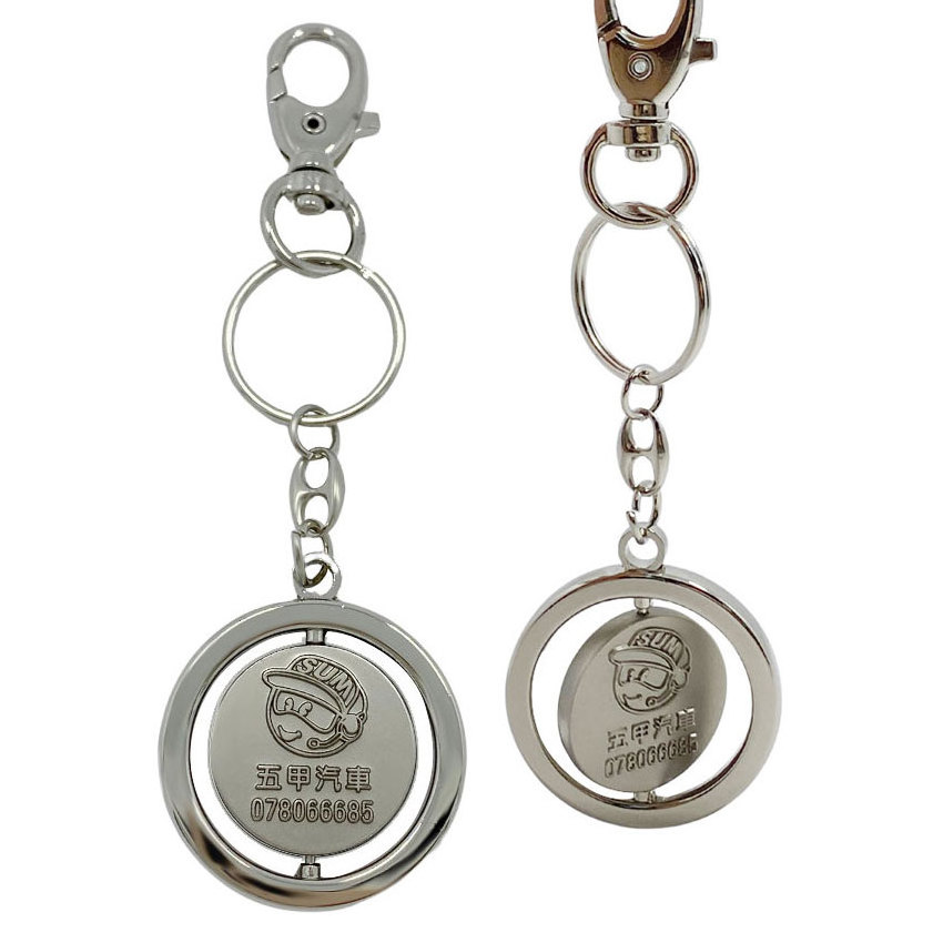 custom branded logo metal spinning keychain/ zinc alloy keychain/ metal custom keychains