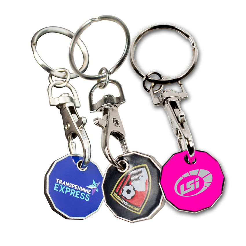 Custom Metal Enamel Caddy Coin Keychain Trolley Token Keyrings