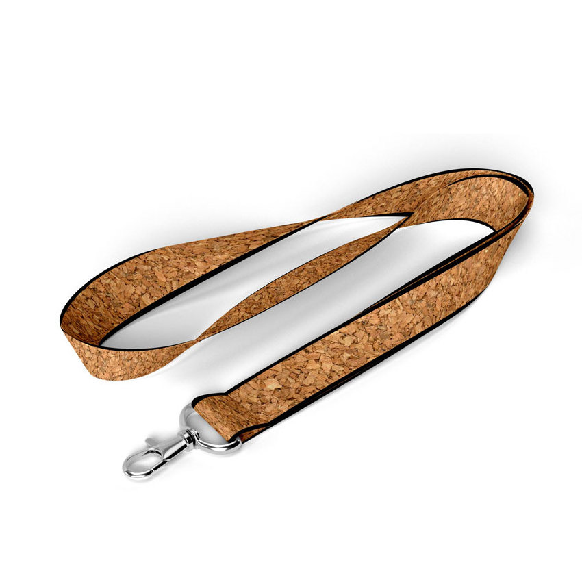 personalized eco-friendly promotional plain blank leather cork lanyard