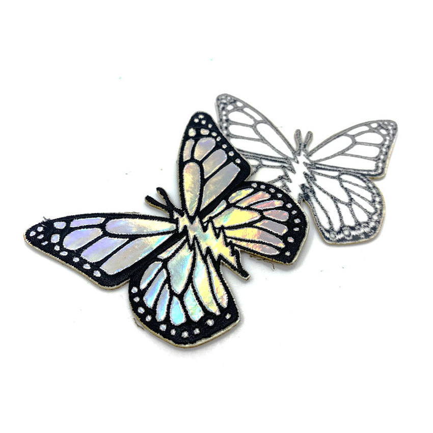 personalized garment decorated butterfly embroidery hologram patch