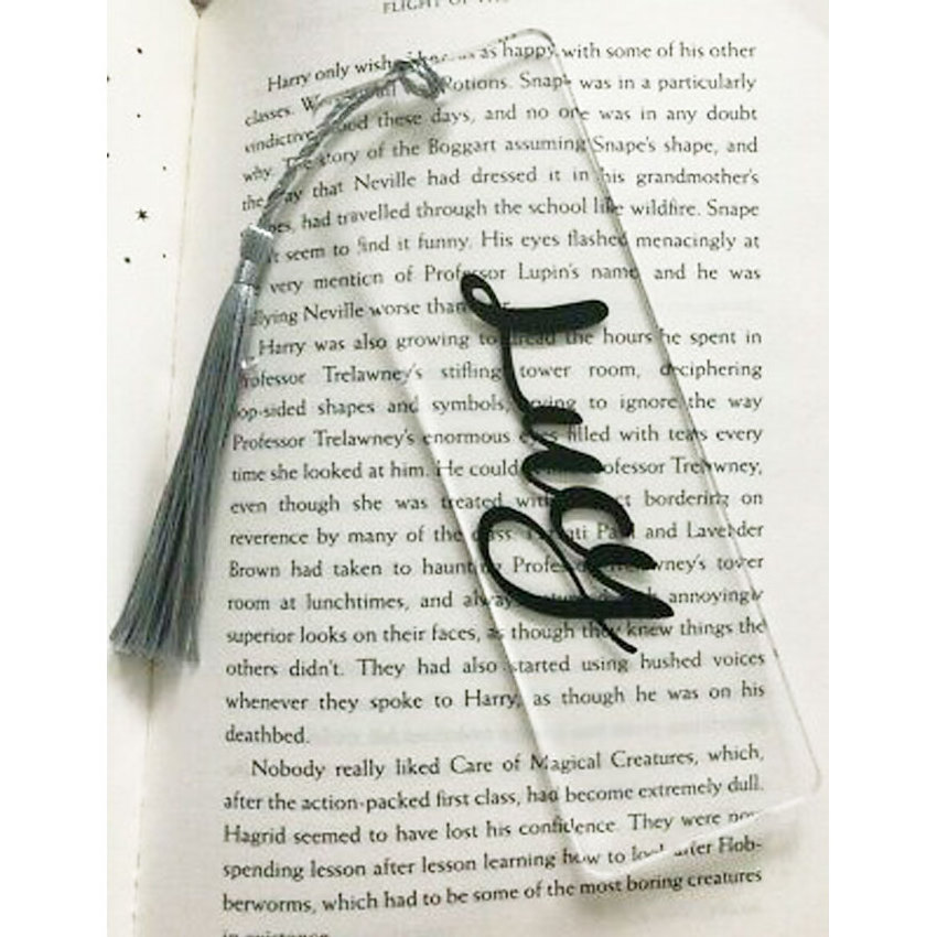 custom shape logo imprinted transparent acrylic bookmark