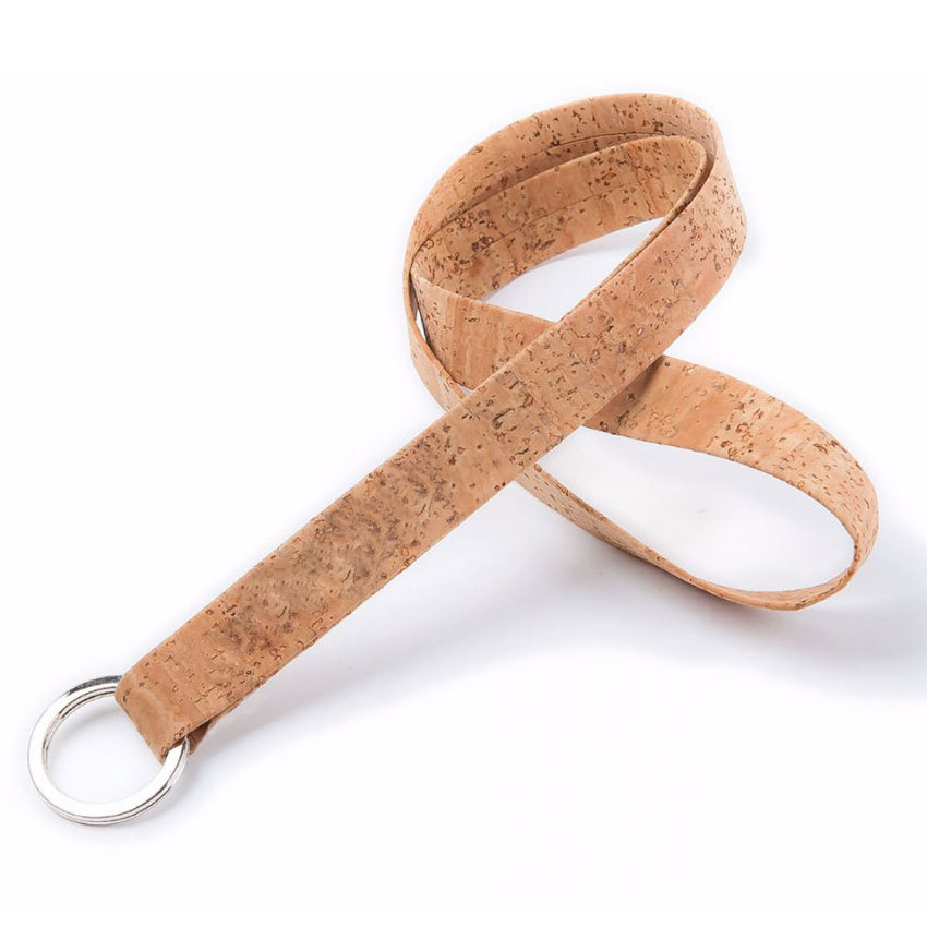 personalized eco-friendly promotional plain blank leather cork lanyard