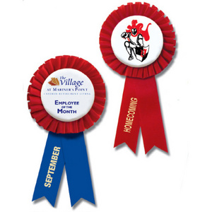 Promotion Affordable Prizes Custom Printed Button Badge Award Rosette Ribbon